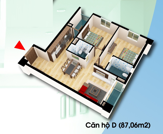 Bán Căn hộ 87,06 m2 tầng 10 chung cư D2CT2 Tây Nam linh đàm