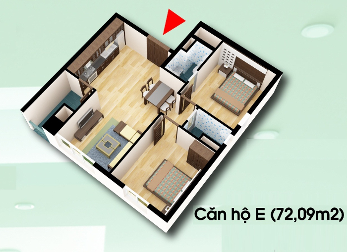 Căn E, chung cư d2ct2 linh đàm, diện tích 72,09 m2