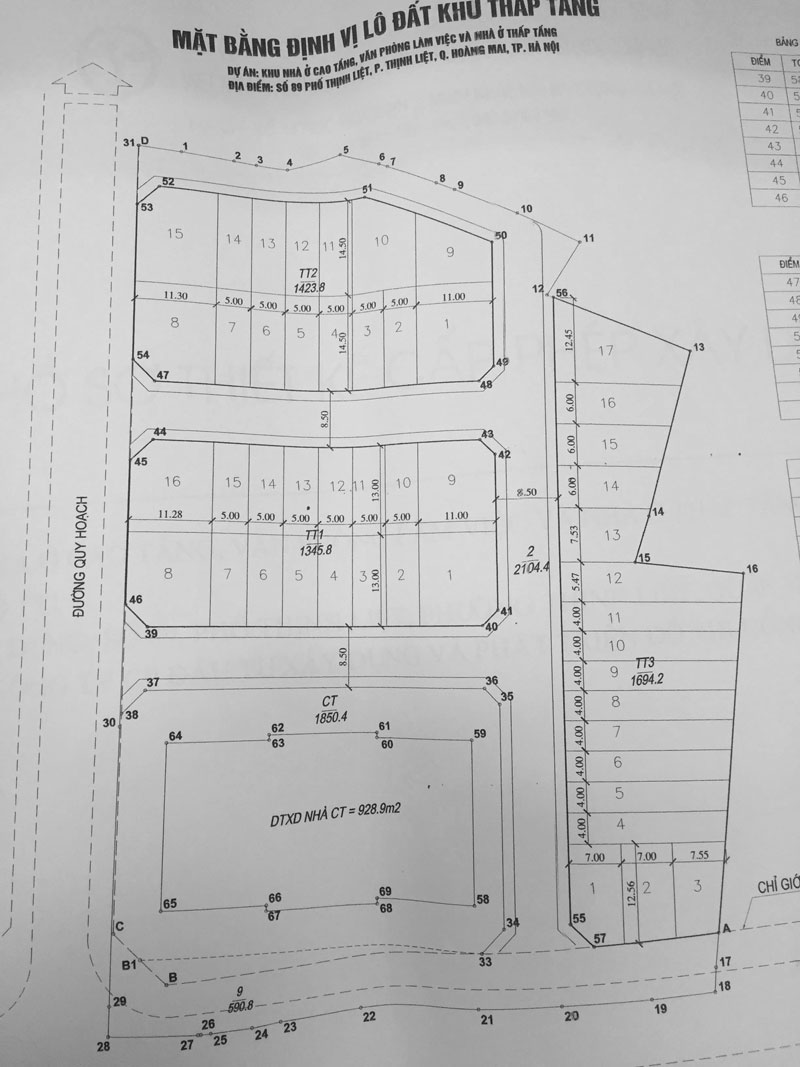 Hồ sơ quy hoạch khu thấp tầng 89 Thịnh Liệt