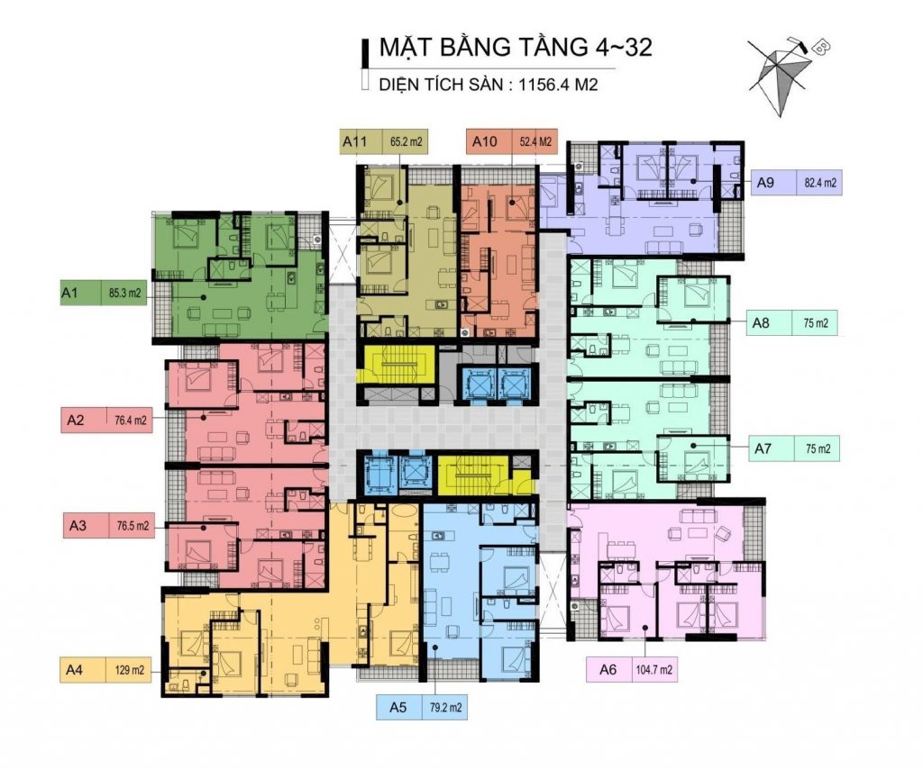 Mặt bằng căn hộ Chung cư 110 Cầu Giấy