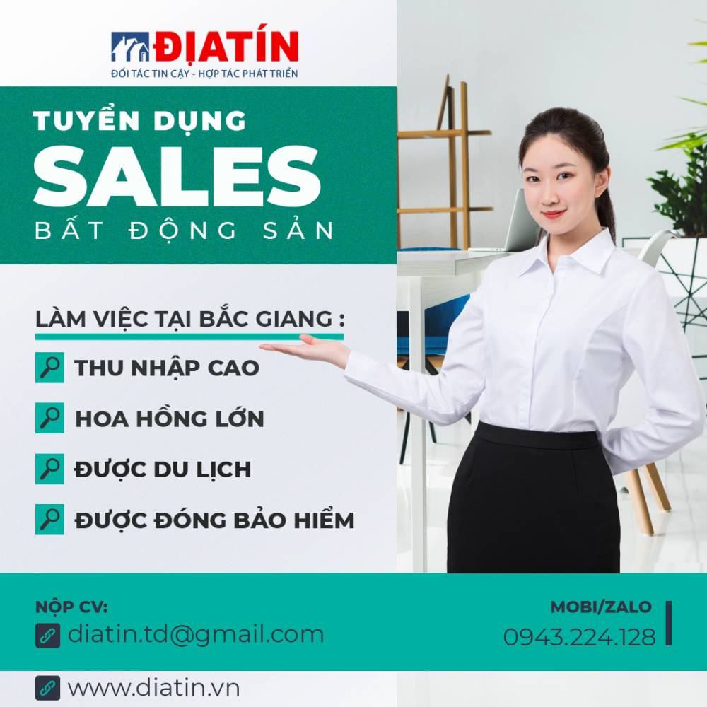 Tuyển dụng nhân viên kinh doanh bất động sản tại Bắc Giang